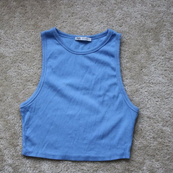 Zara Tops - Zara Sky Blue Sleeveless Tank Top
